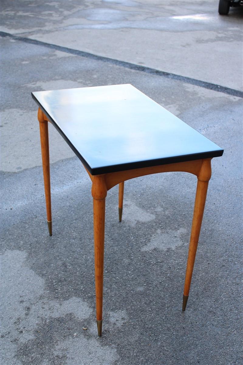 Small Desk in Maple and Walnut with Brass Design Midcentury Italian Design 3
