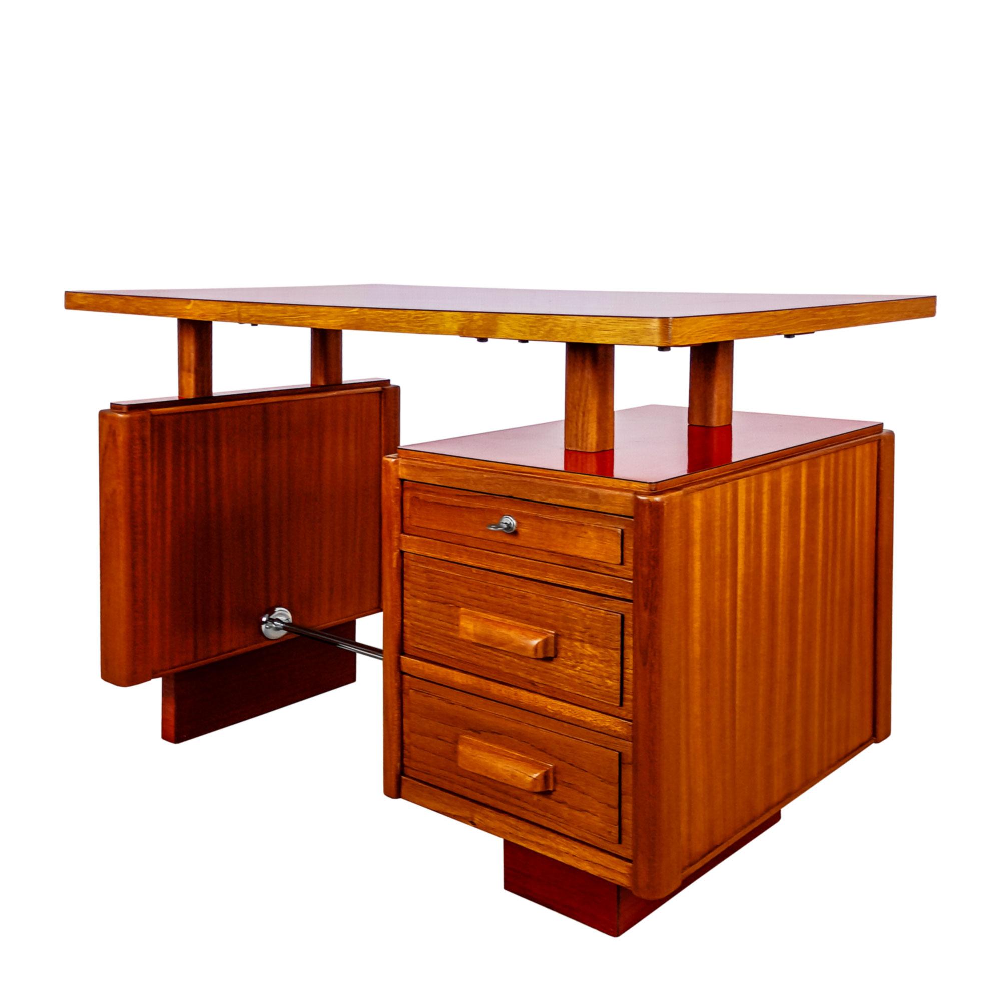 Kleiner Schreibtisch aus massivem Sapeleholz - Frankreich 1960 (Moderne der Mitte des Jahrhunderts) im Angebot