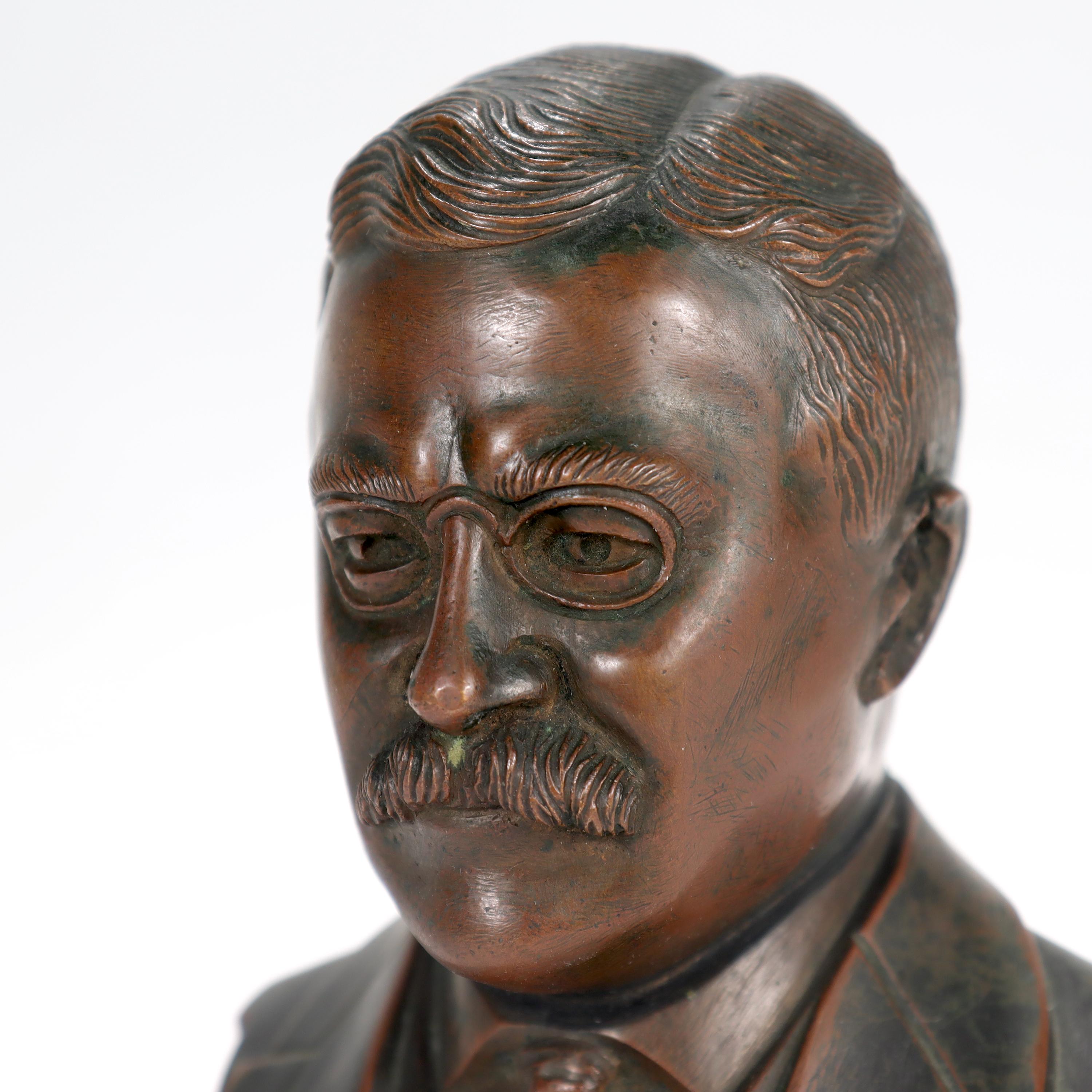 Small Desk or Cabinet Sized Bronze Bust of President Theodore 'Teddy' Roosevelt 2