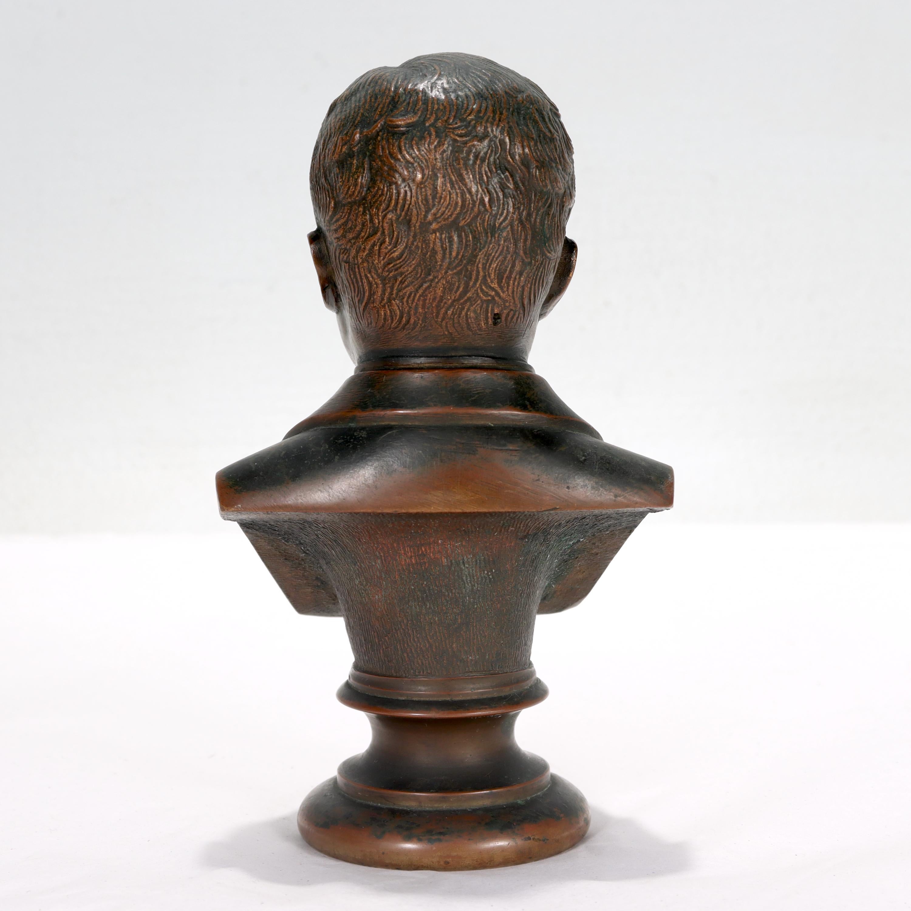 American Small Desk or Cabinet Sized Bronze Bust of President Theodore 'Teddy' Roosevelt