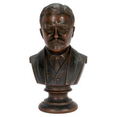 Small Desk or Cabinet Sized Bronze Bust of President Theodore 'Teddy' Roosevelt