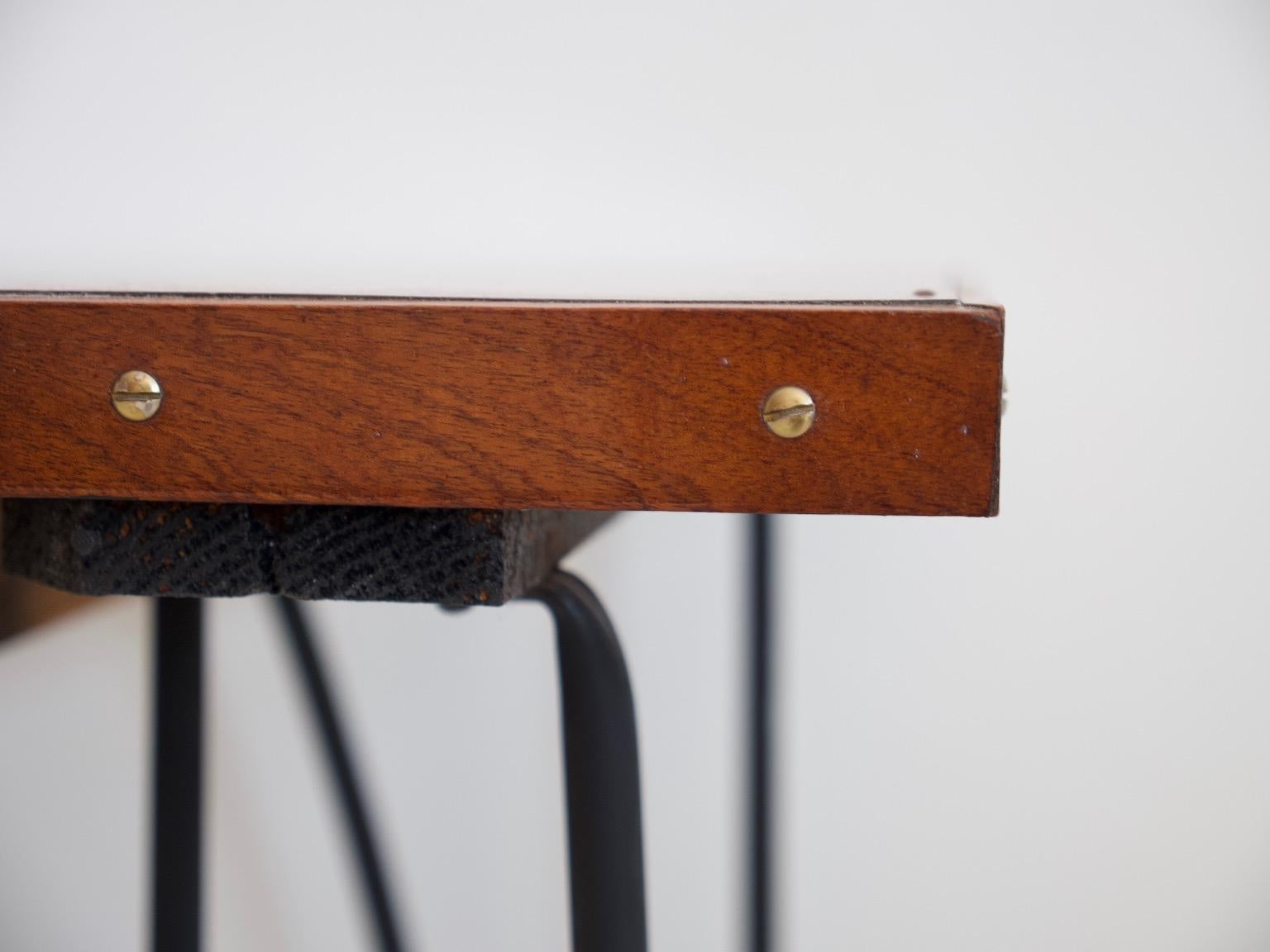 Small Desk or Console Table with Black Steel Frame and Mahogany Top 6