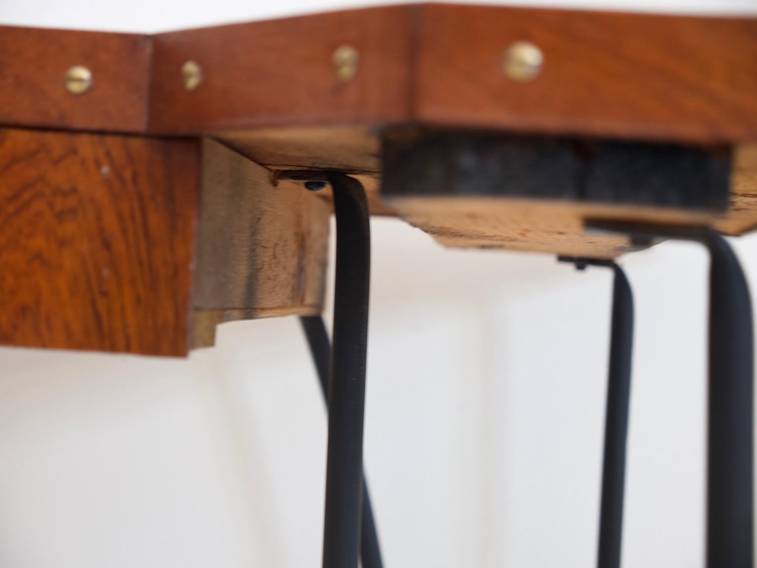 Small Desk or Console Table with Black Steel Frame and Mahogany Top 7