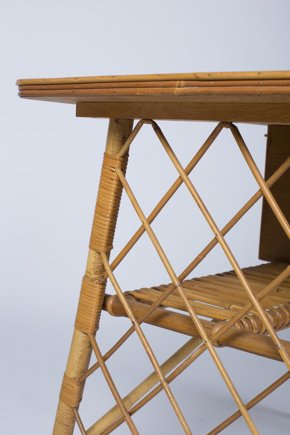 Small Desk, Stool and Wastepaper Basket in Rattan by Louis Sognot 3