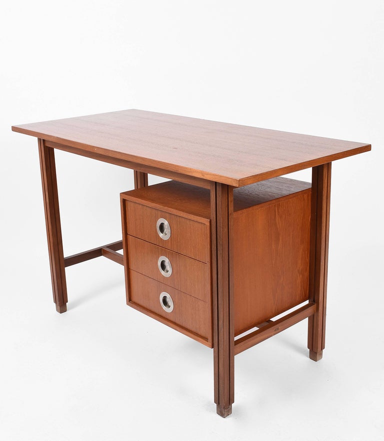 Small Desk Teak and Steel, Scandinavian 1960s, Mid-Century Modern ...