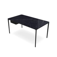 Moderner kleiner moderner Schreibtisch mit schwarzer Marquina-Keramikplatte und schwarzem Rahmen, hergestellt in Italien