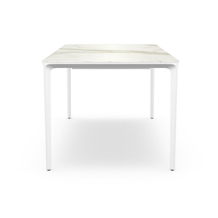 Italian Modern Small Desk with Calacatta Ceramic Top and White Frame, Made in Italy For Sale