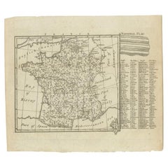 Small Detailed Antique Map of France, c.1780