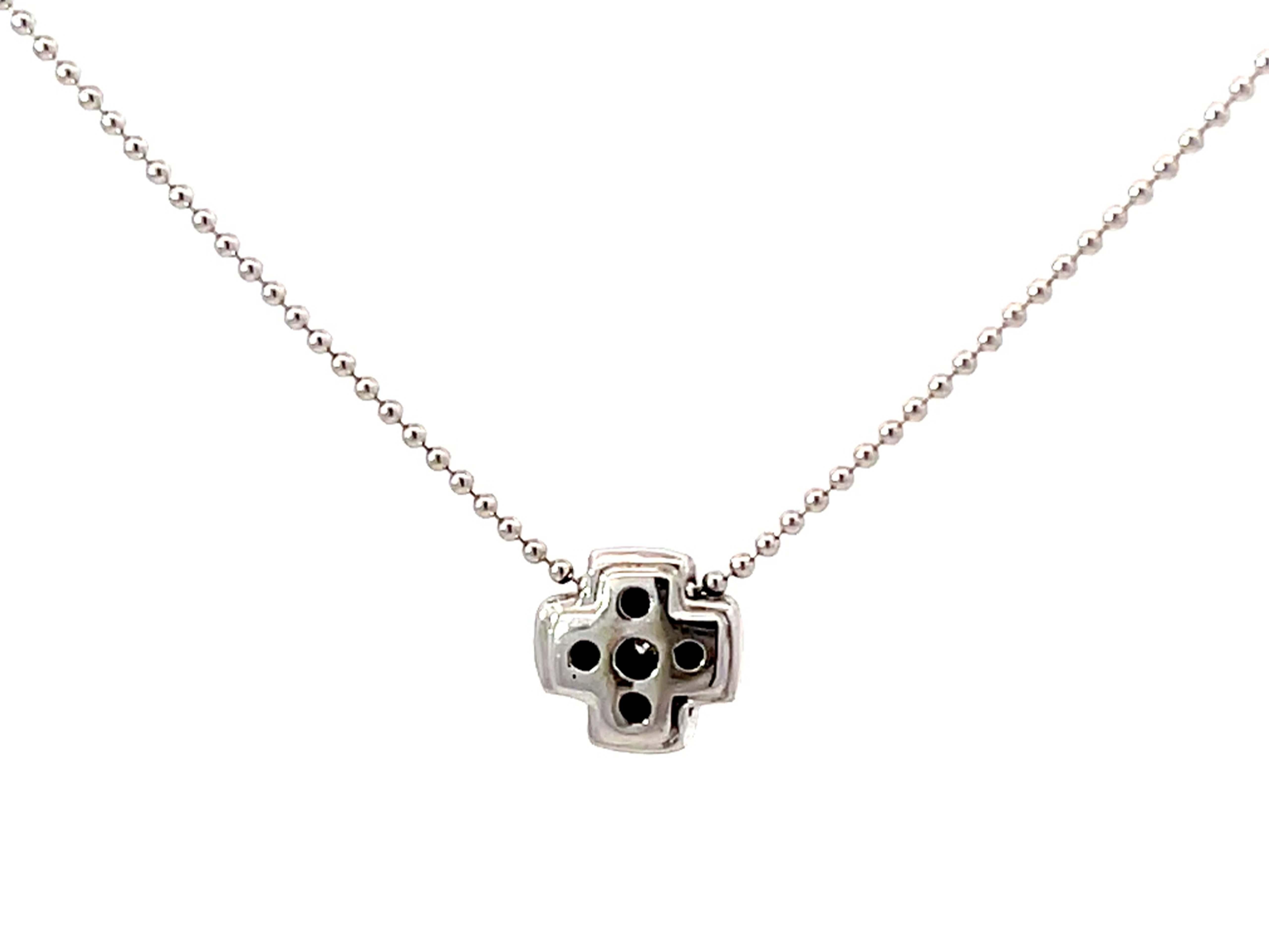 Small Diamond Cross Necklace 14k White Gold For Sale 1