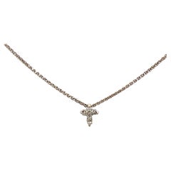 Kleine Diamant-Kreuz-Halskette aus massivem 14k Weißgold