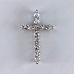 Small Diamond Cross Pendant 14k White Gold