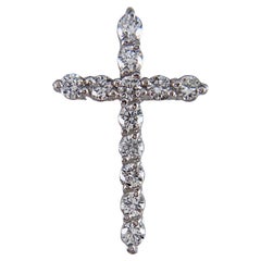 Small Diamond Cross Pendant 14k White Gold