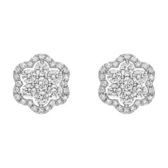 Small Diamond Flower Cluster Earstuds '0.80ct tw'