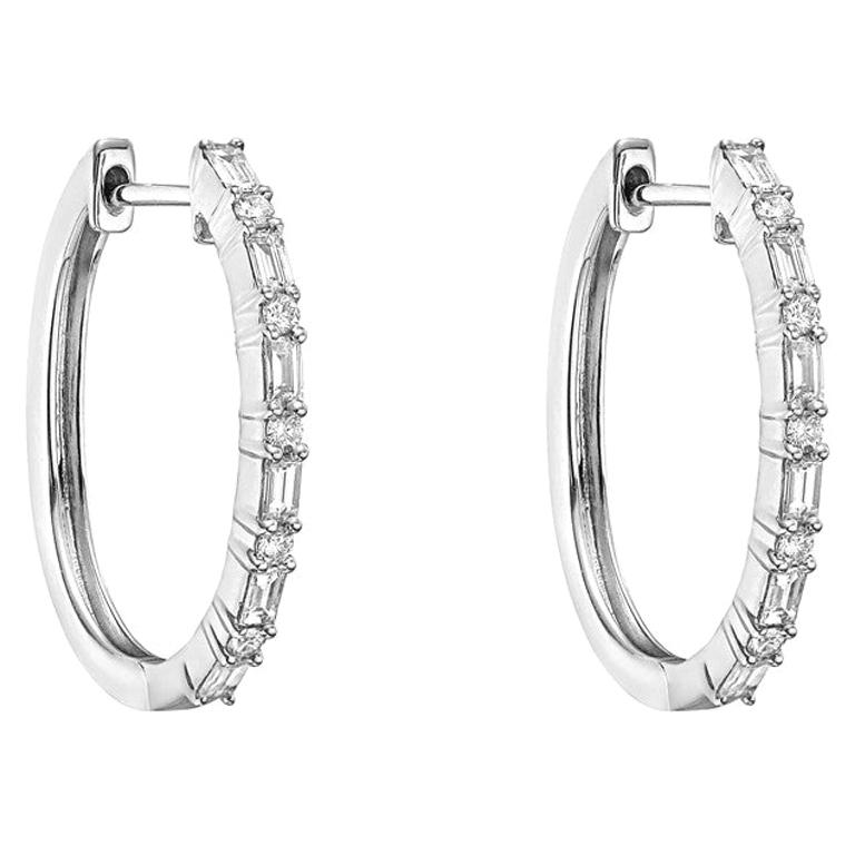 Small Diamond Hoop Earrings '0.5 Carat' For Sale