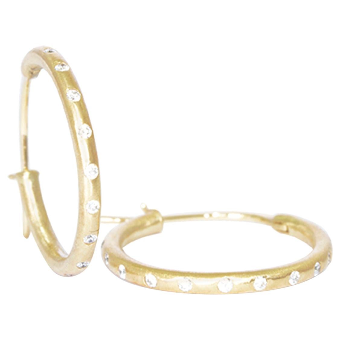 Diamond 18 Karat Gold Hoop Earrings