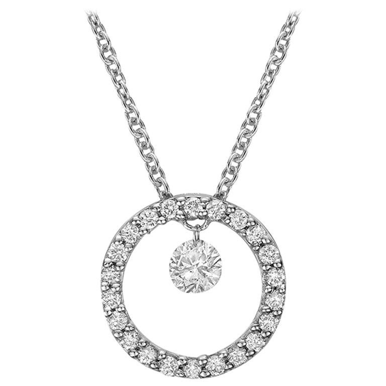 Small Diamond Open Circle Drop Pendant For Sale
