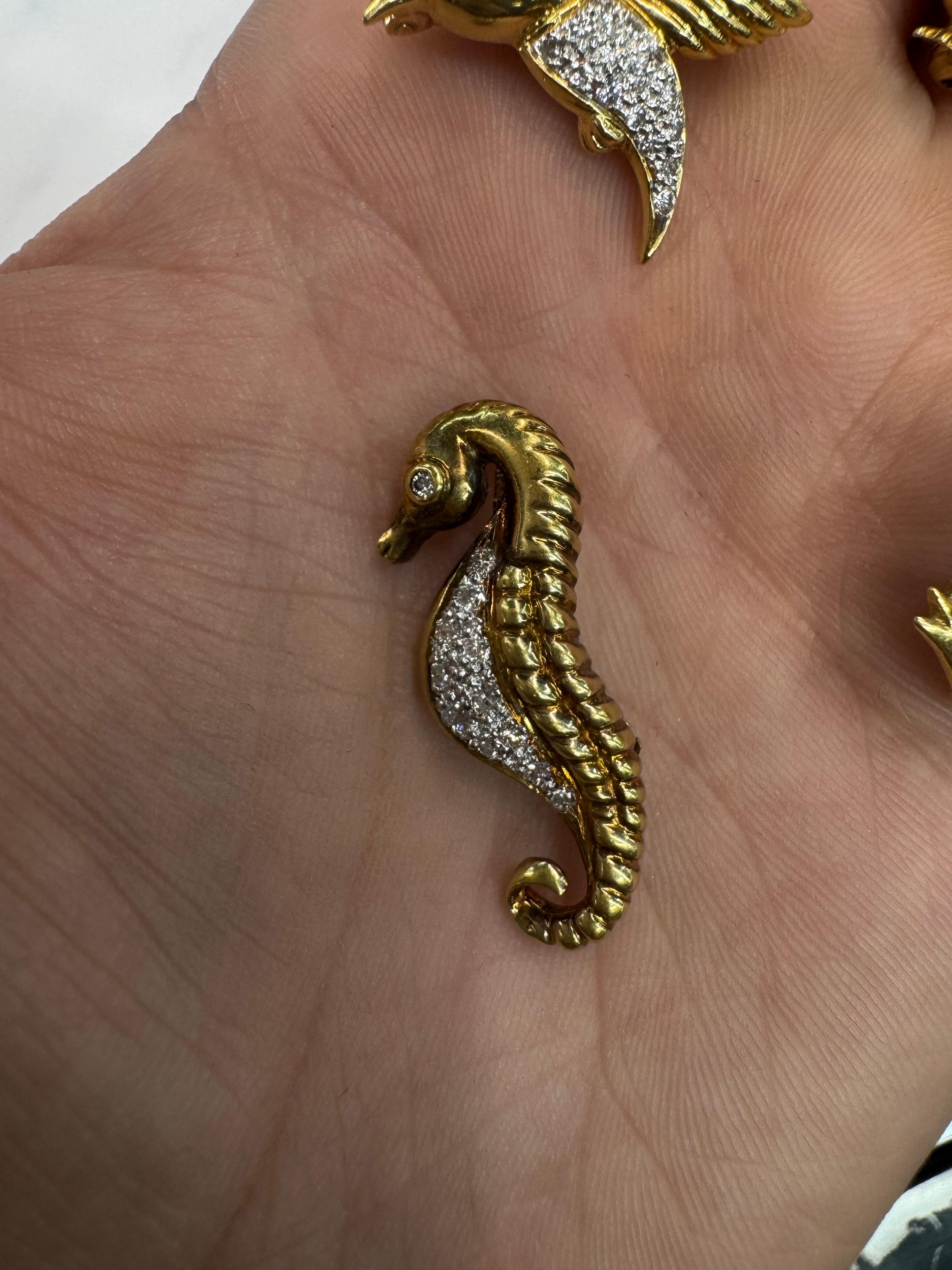 Broche pingouin à petits diamants 0,30 carats Or jaune 18 carats 2,7 grammes en vente 1