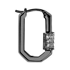 AS29 Small Diamond Single Lock Earring in 18k Black Gold