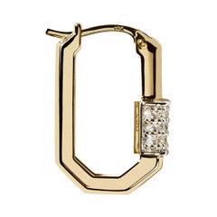 AS29 Small Diamond Single Lock Earring in 18k Yellow Gold