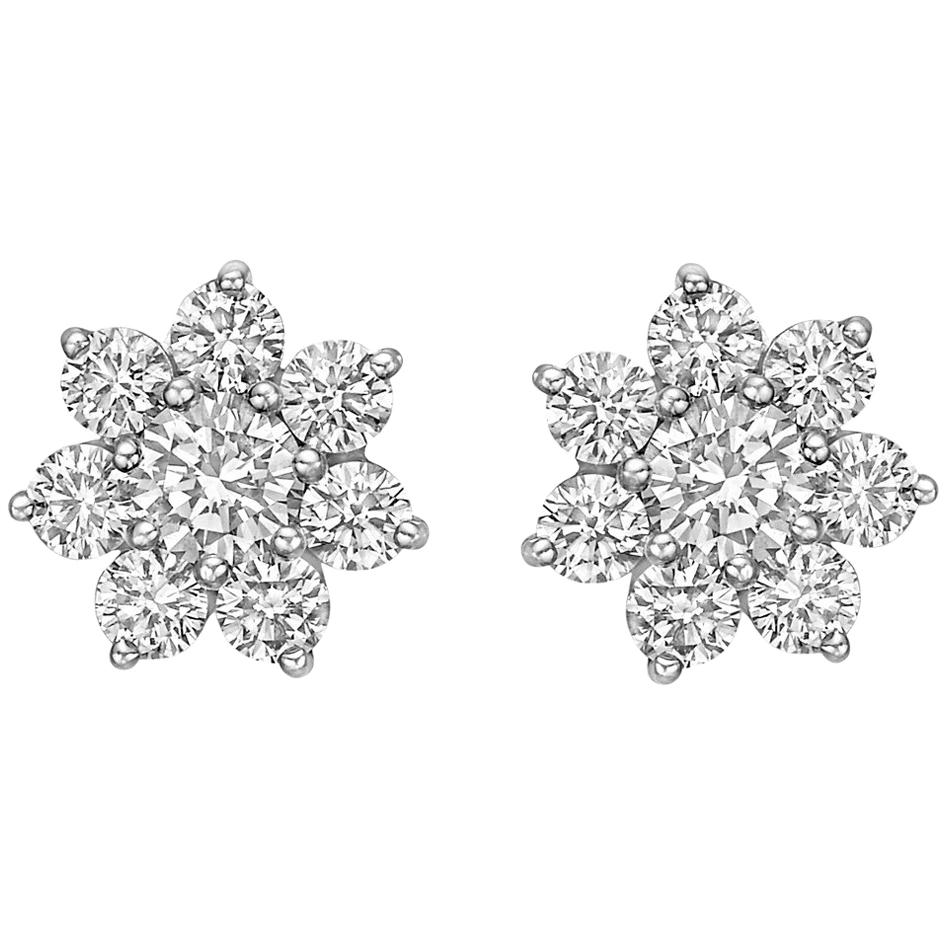 Small Diamond Star Cluster Earstuds, 2.25 Carat