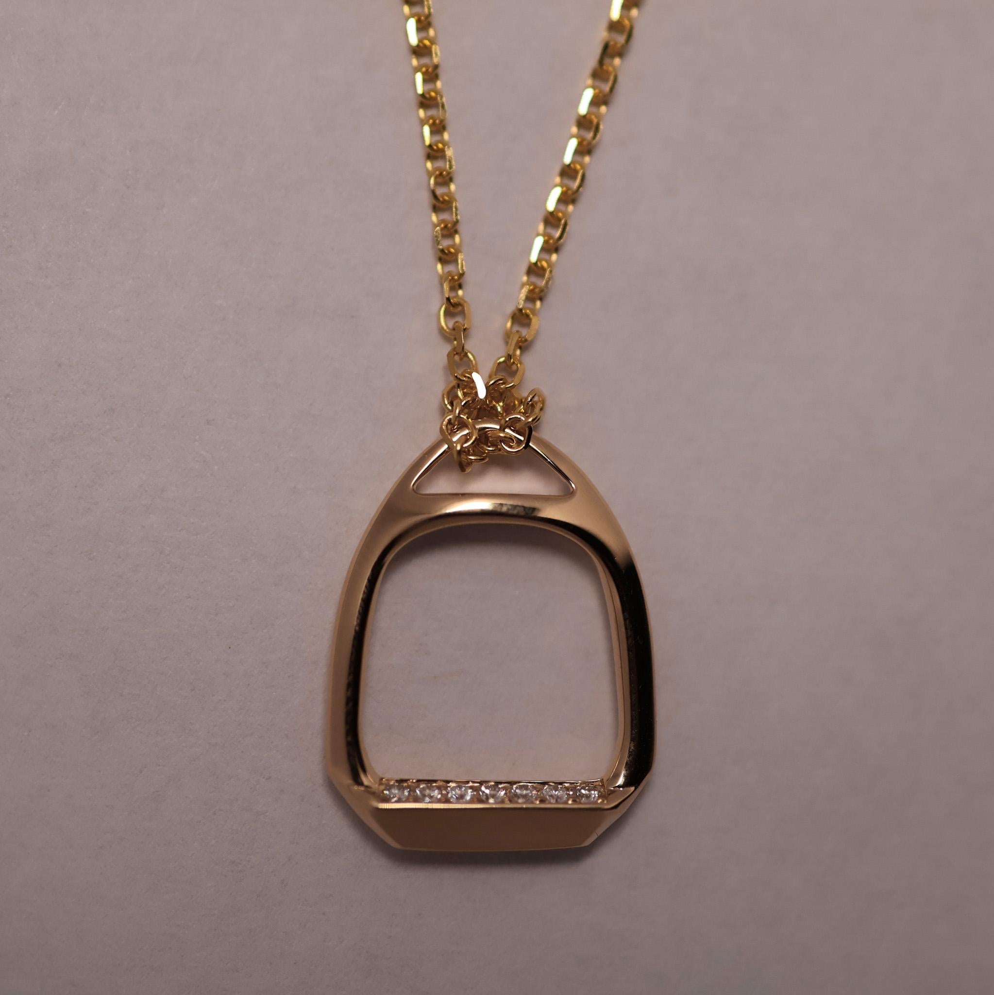 Brilliant Cut Small Diamond-Stride Stirrup Equestrian Necklace For Sale