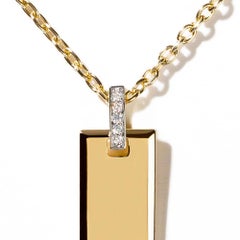 AS29 Small Diamond Tag Necklace in 18k Yellow Gold