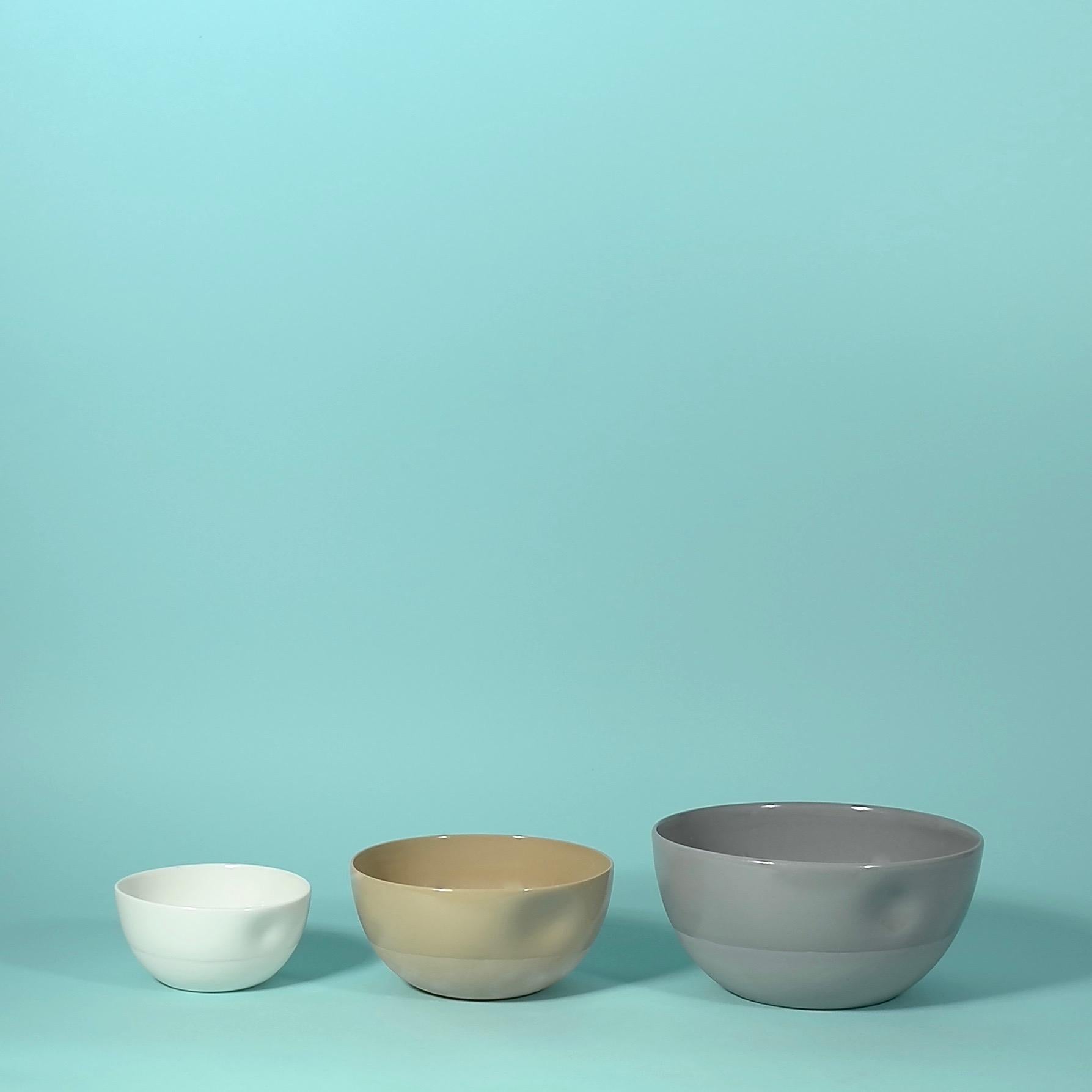Modern Small Dimpled Porcelain Bowl in Matte Bisque