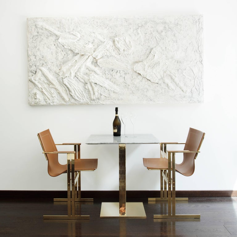 Small Dining Table Italian Marble and Bass-Plated For Sale ...