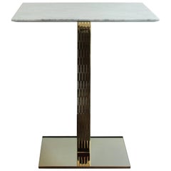 Small Dining Table Italian Marble and Bass-Plated