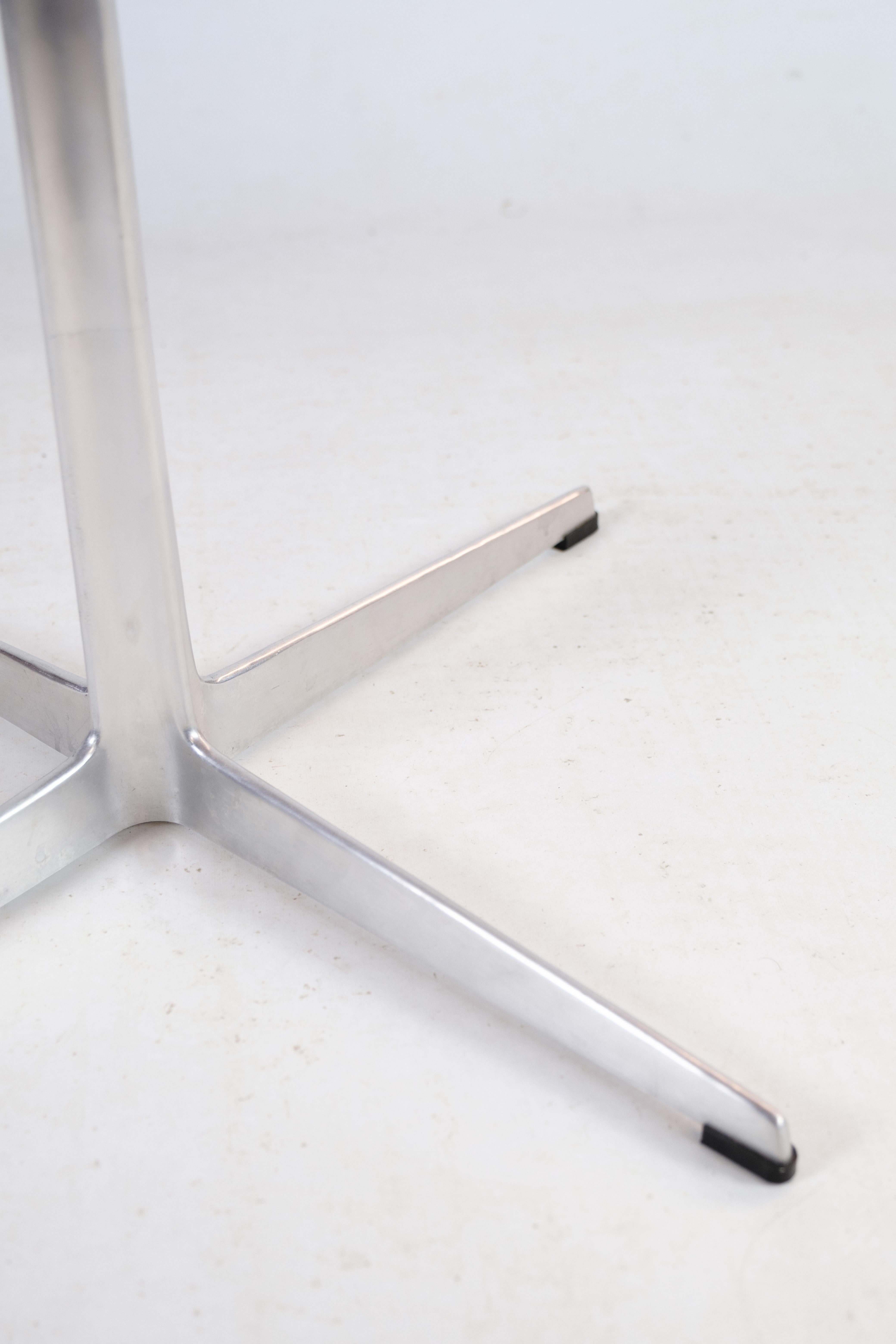 Stainless Steel Small Dining Table / Side Table, Oak, Designed by Arne Jacobsen, 1991