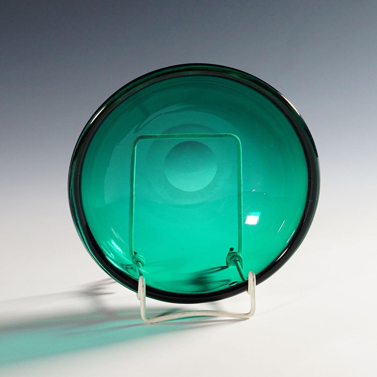 Plato pequeño de vidrio verde, Venini Murano, Ca. 1930s Italiano en venta