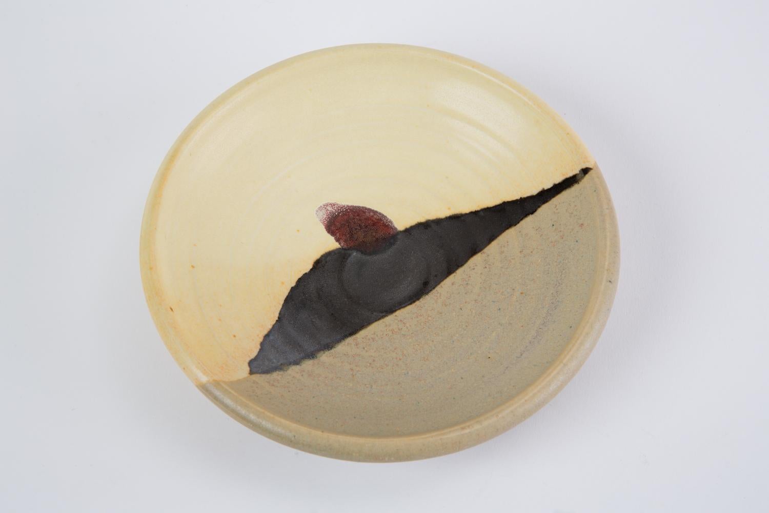 Ceramic Small Dish with Yellow Glaze by Otto Heino For Sale