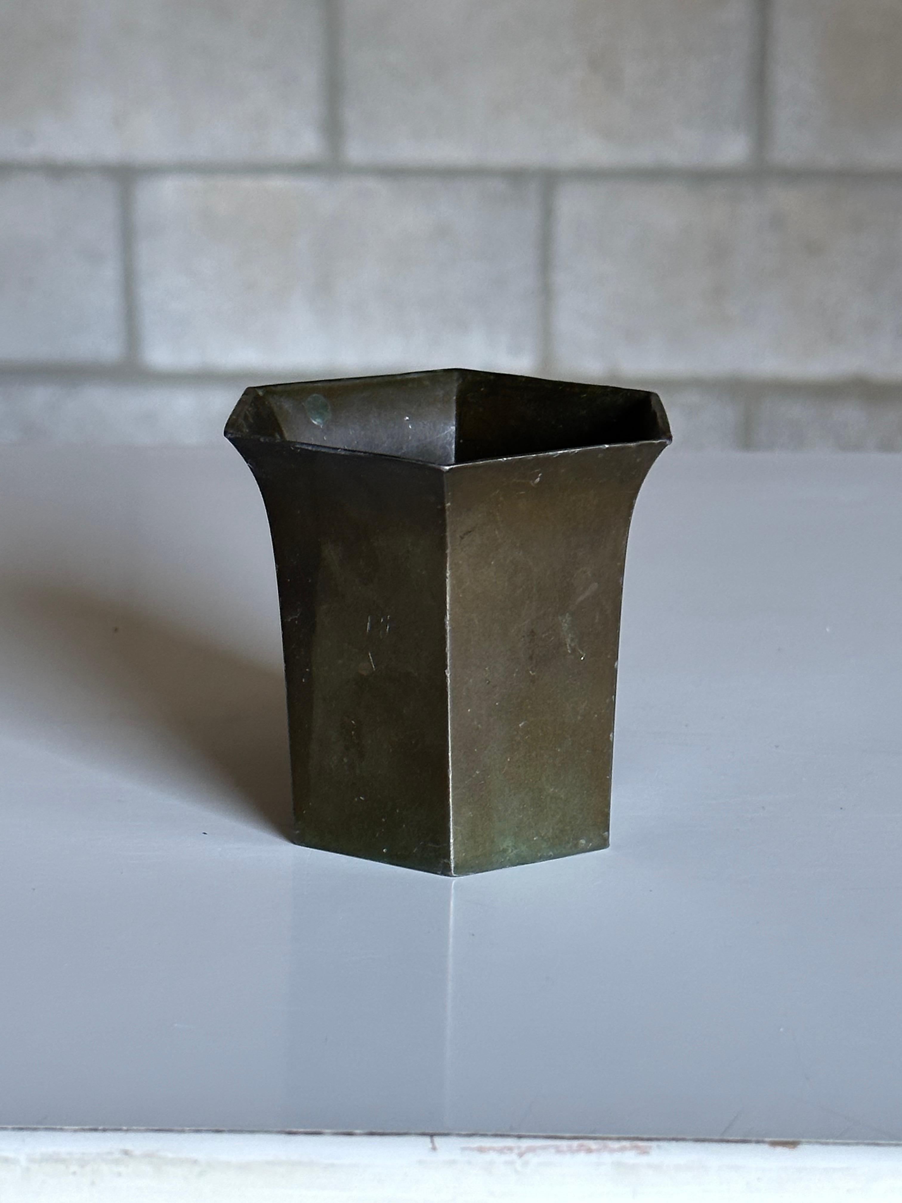 Swedish Small Disko Metal Vase by Just Andersen For Sale