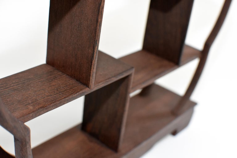 Small Display Stand, Wenge Wood Mini Shelf, Begonia Shape at 1stDibs
