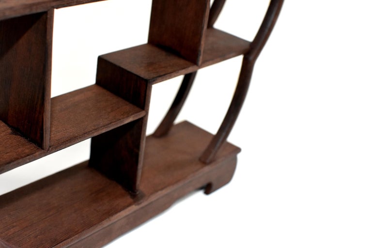 Small Display Stand, Wenge Wood Mini Shelf, Begonia Shape at 1stDibs