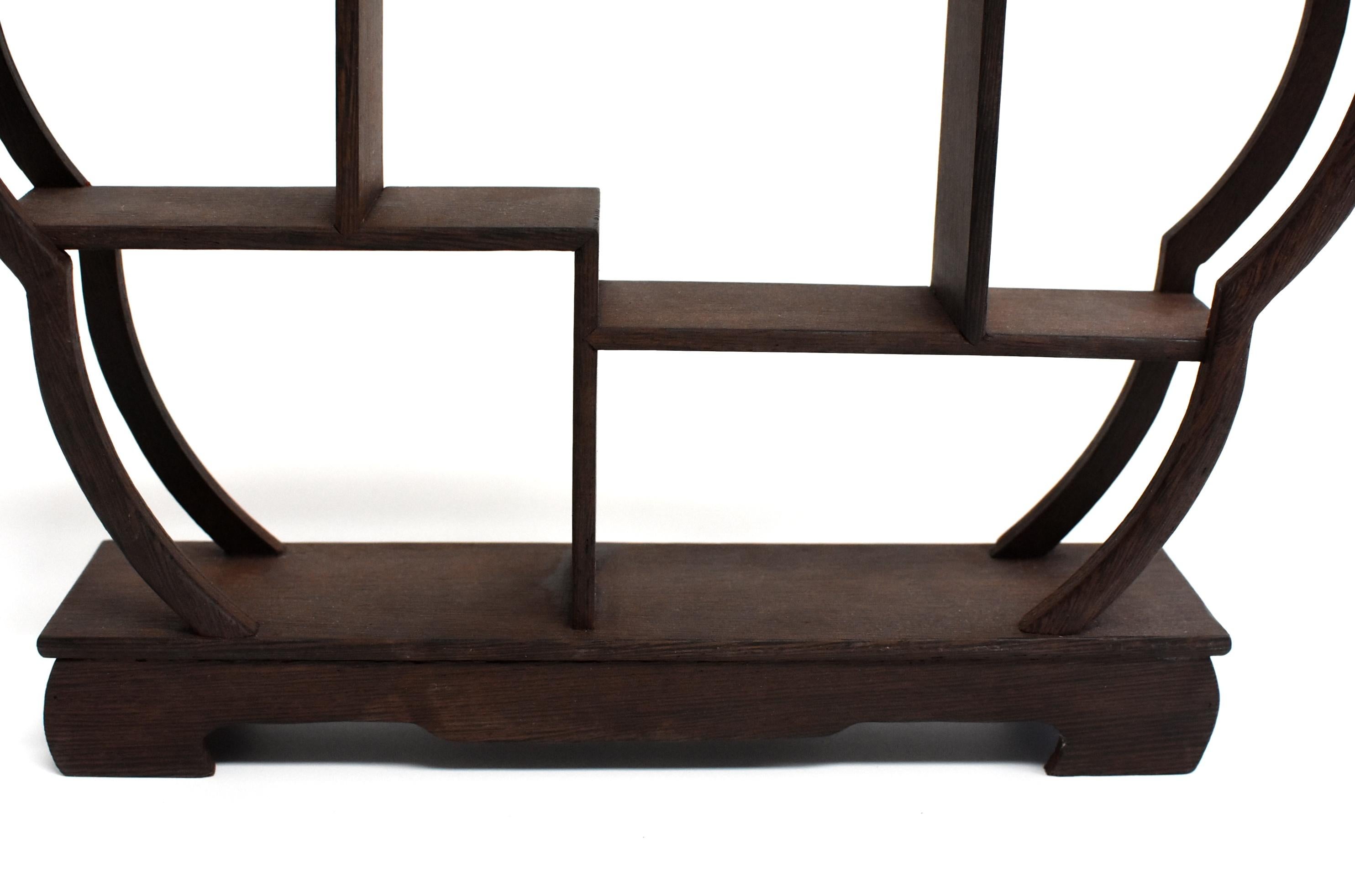 Chinese Small Display Stand, Wenge Wood Mini Shelf, Begonia Shape