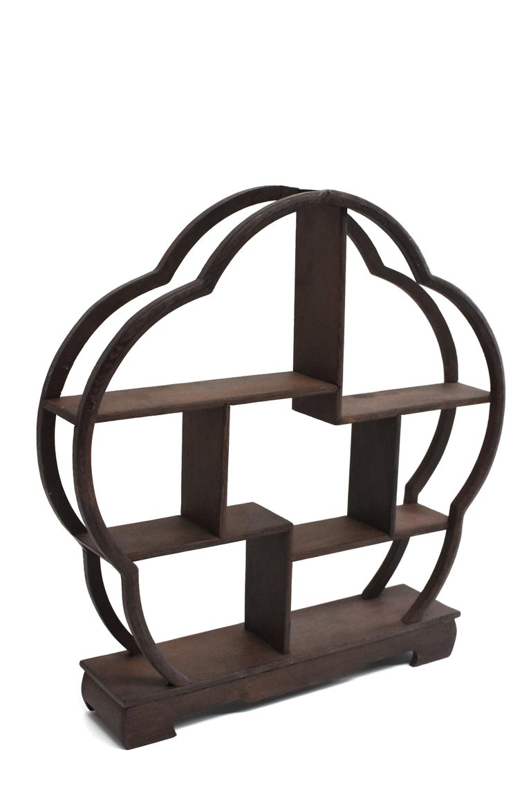 Small Display Stand, Wenge Wood Mini Shelf, Begonia Shape at 1stDibs