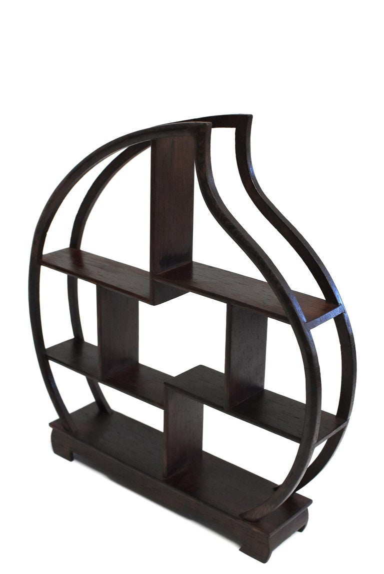 Small Wenge Wood Display Stand Mini Shelf Peach Shape at 1stDibs