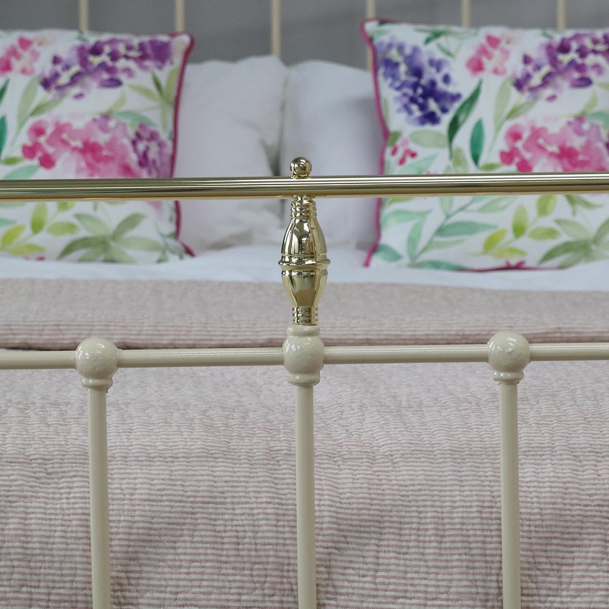 Late Victorian Small Double Bed in Cream