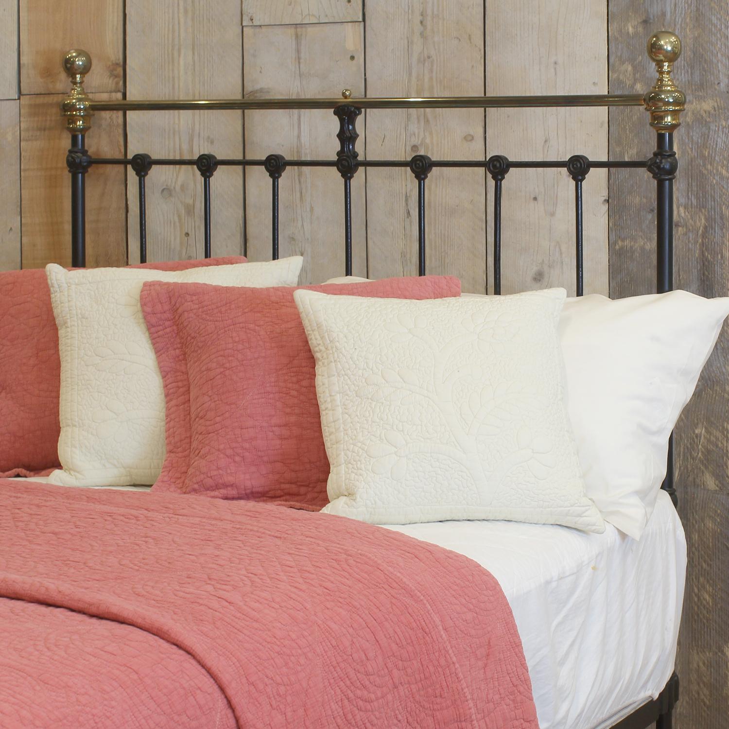 19th Century Small Double Brass and Iron Bed in Black, MD172