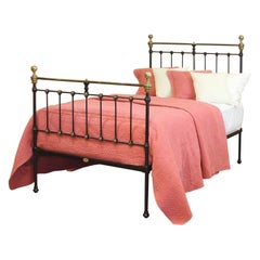 Small Double Brass and Iron Bed in Black, MD172