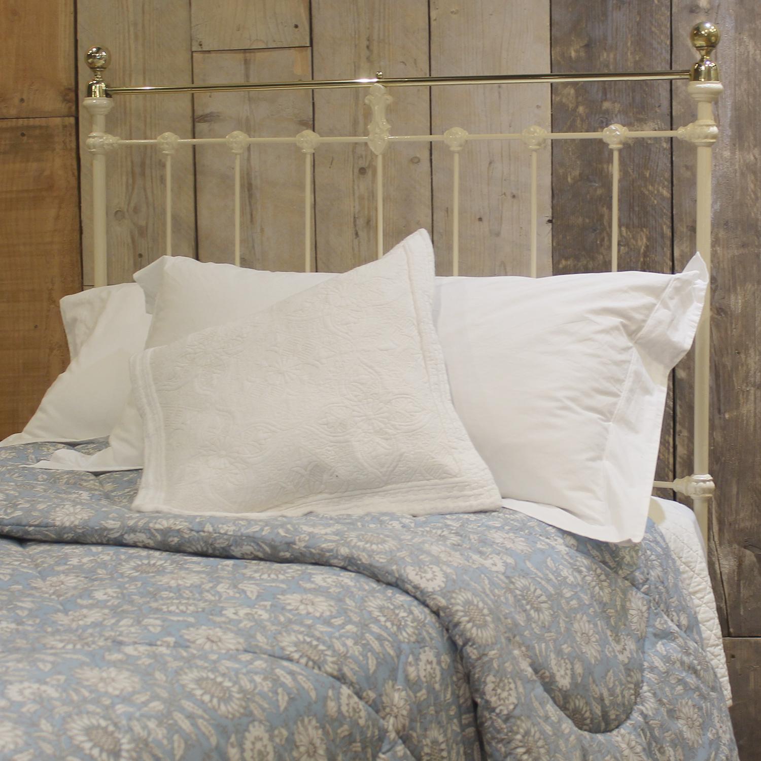 Small Double Brass and Iron Bed in Cream, MD161 1