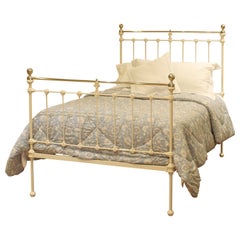Antique Small Double Brass and Iron Bed in Cream, MD161