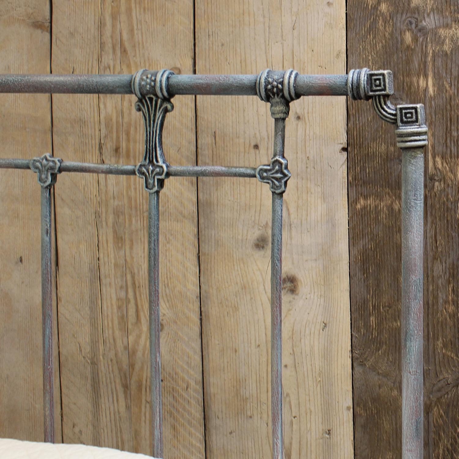 Small Double Cast Iron Bed in Blue Verdigris, MD163 1