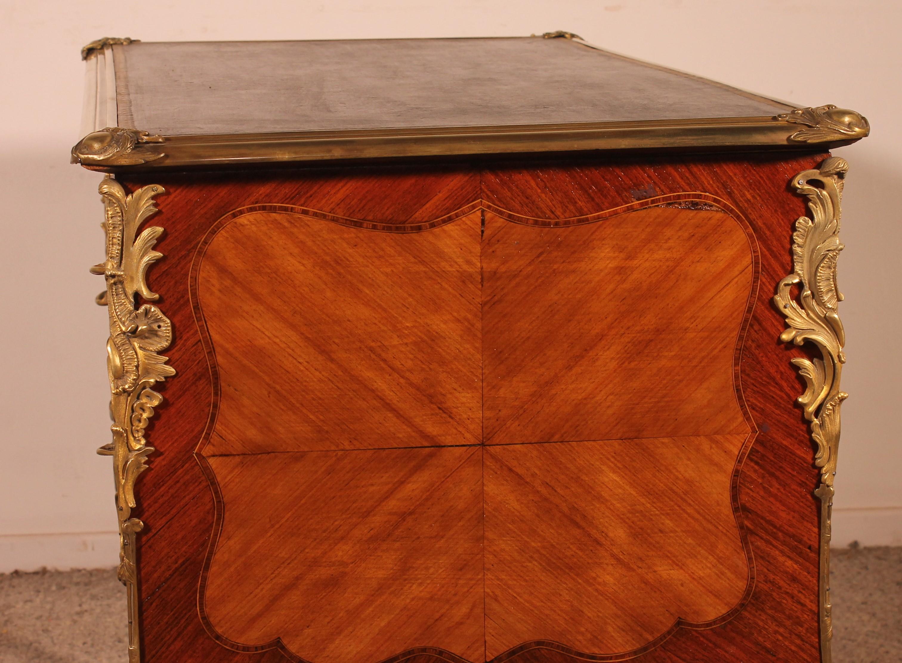 Small Double-sided Writing Table In Rosewood Louis XV Style From The 19th Centur For Sale 10