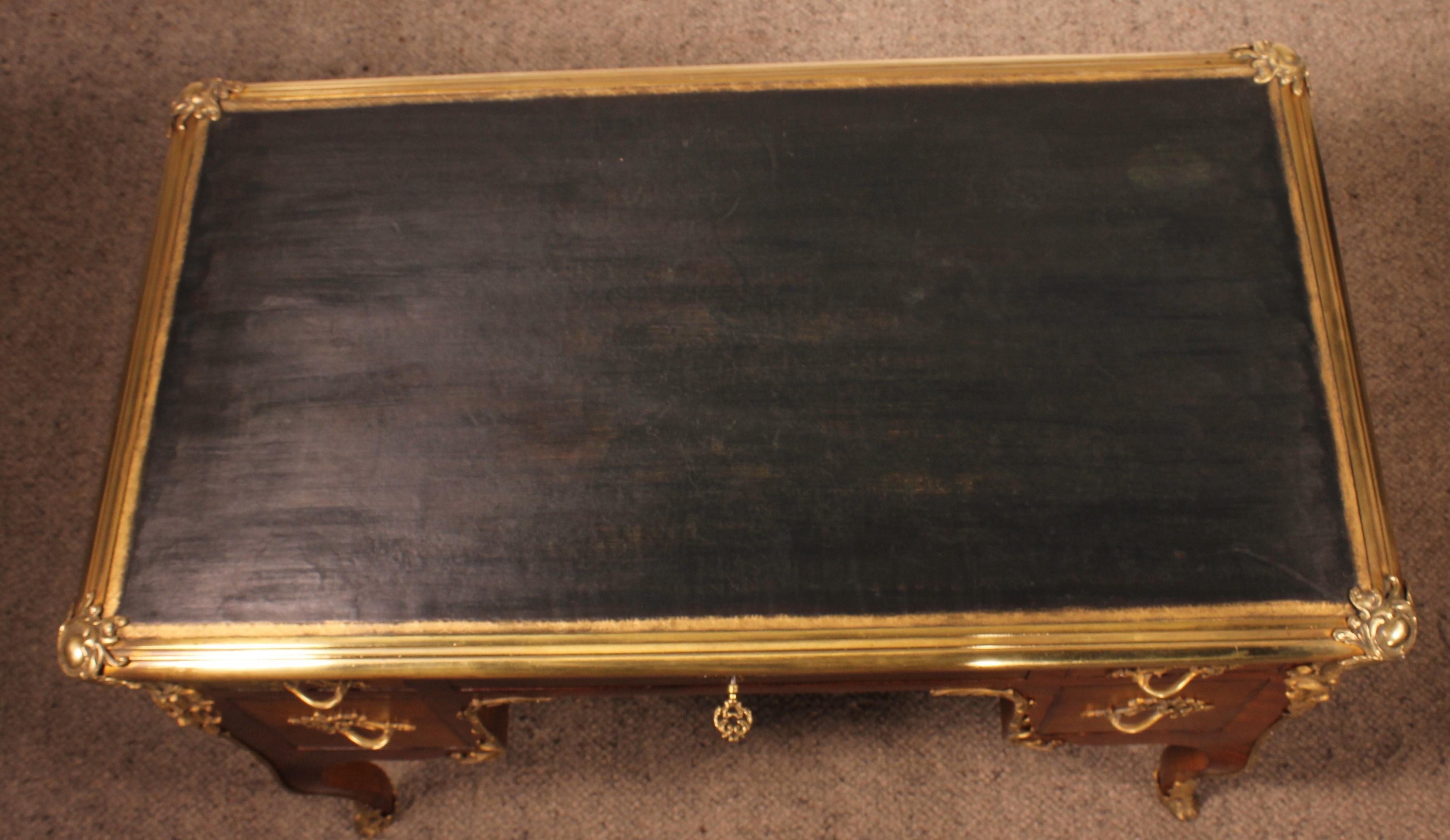 Small Double-sided Writing Table In Rosewood Louis XV Style From The 19th Centur For Sale 14