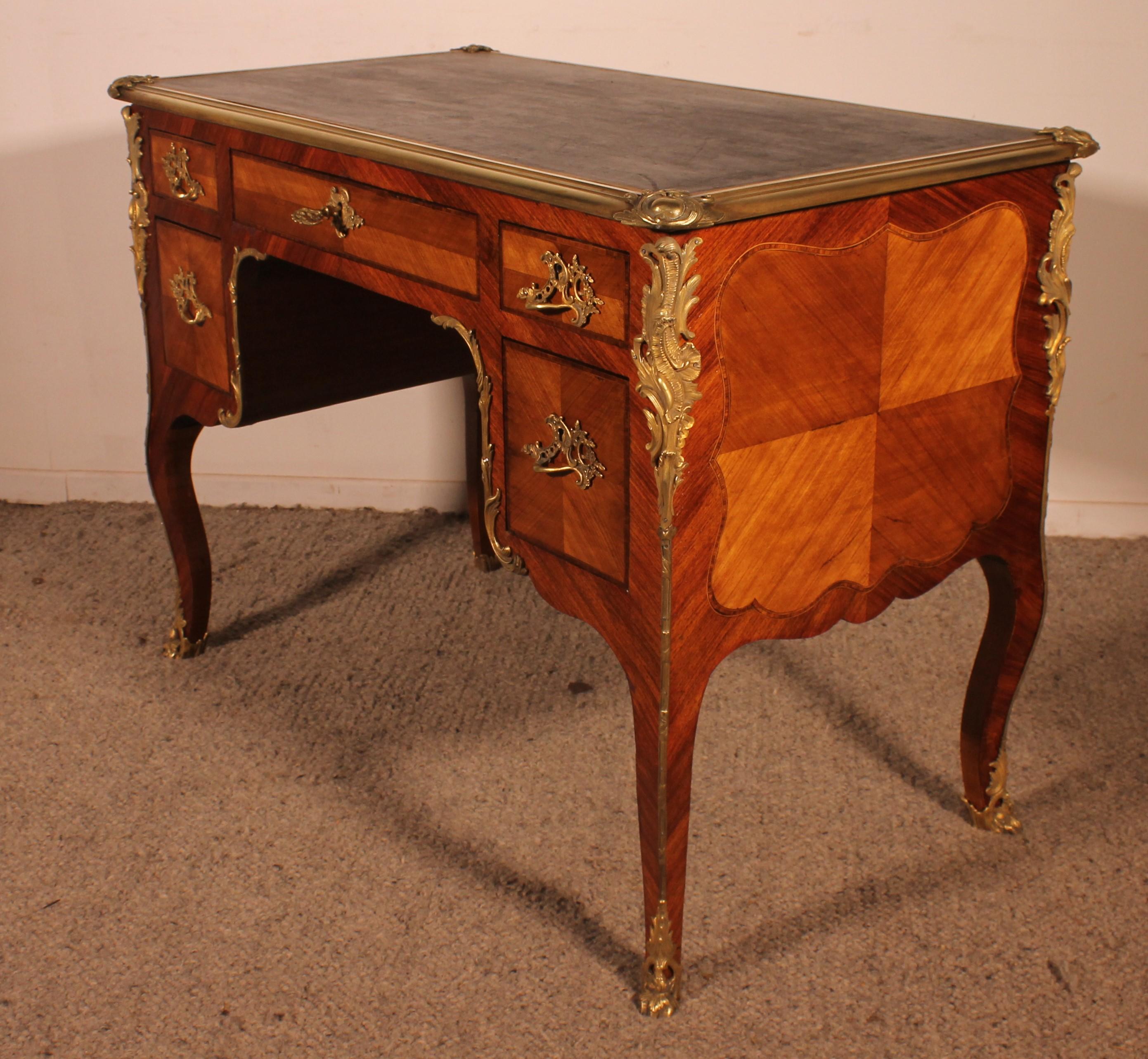 19th Century Small Double-sided Writing Table In Rosewood Louis XV Style From The 19th Centur For Sale