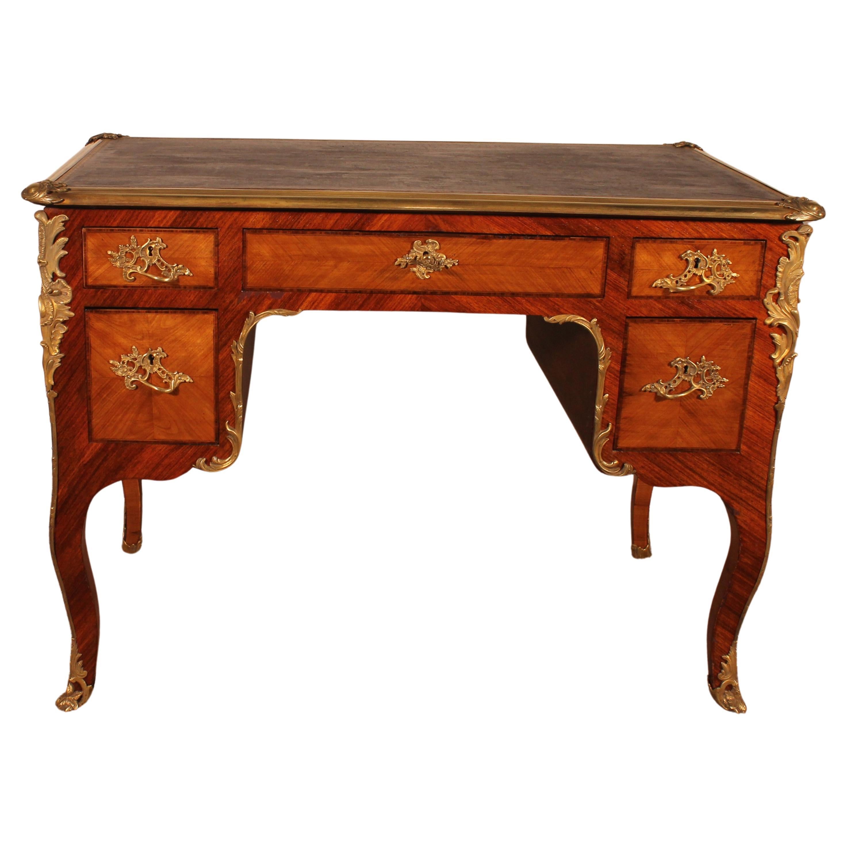 Small Double-sided Writing Table In Rosewood Louis XV Style From The 19th Centur For Sale