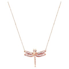 Small Dragonfly Diamond Necklace / Rose Gold