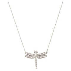 Small Dragonfly Diamond Necklace / White Gold